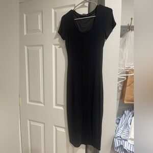 Midi black short sleeve dress